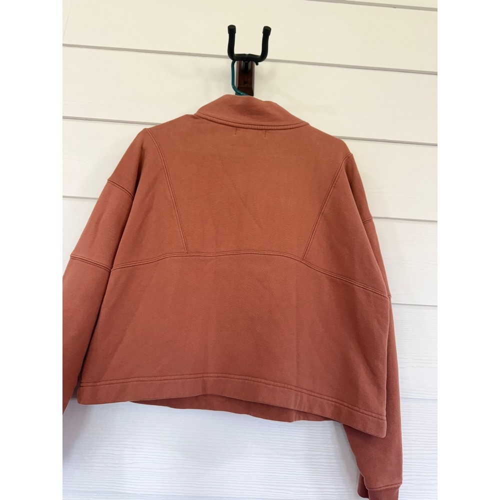 A- 069- Spiritual Gangster Women Terracotta Cotton Fleece Quarter Zip Pullover - Picture 3 of 9
